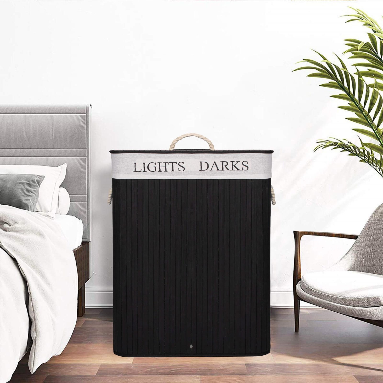 Košara za rublje od bambusa, crna