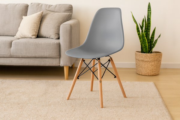 Moderna stolica s drvenim nogama – siva