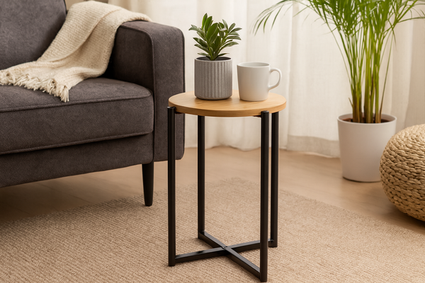 Okrugli stolić s metalnim postoljem, promjera 29 cm, visine 42 cm