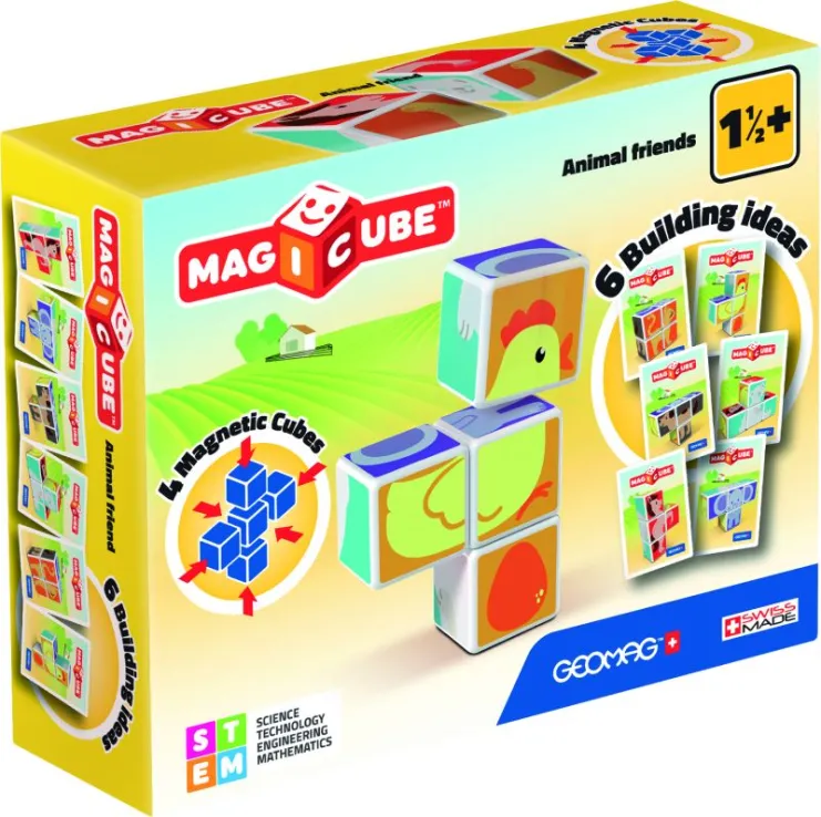 Geomag Magicube priča Prijatelji životinja + kartice, 7 kom