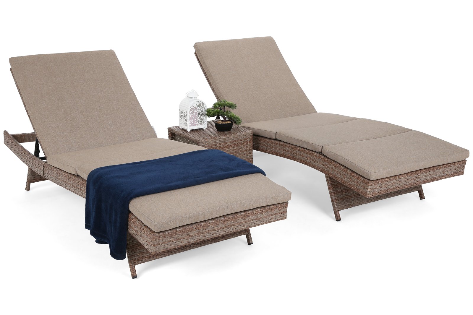 Bora-Bora ležaljka sa stolom u boji đumbira / smeđe melanže