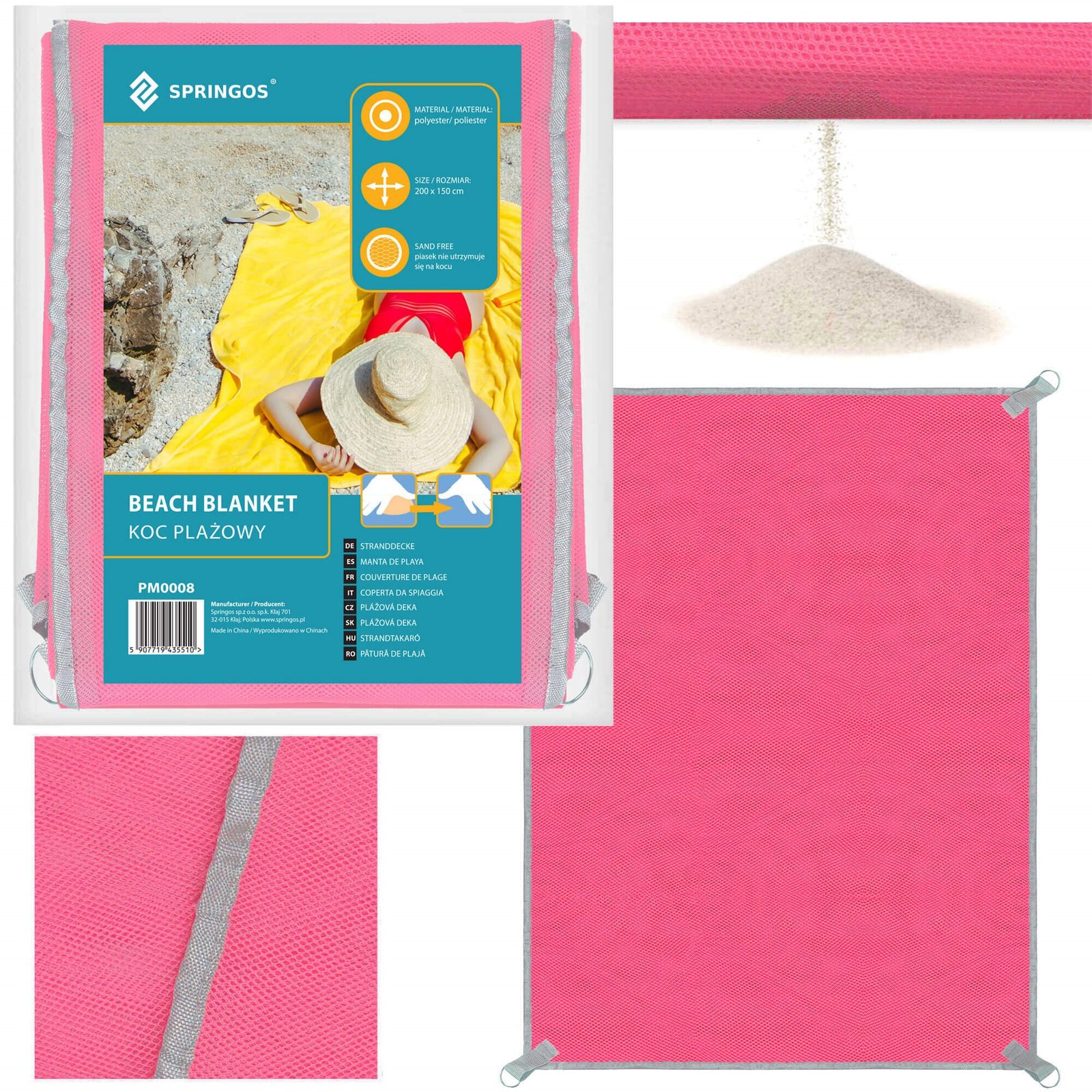 Deka za plažu 200 x 200 cm roza