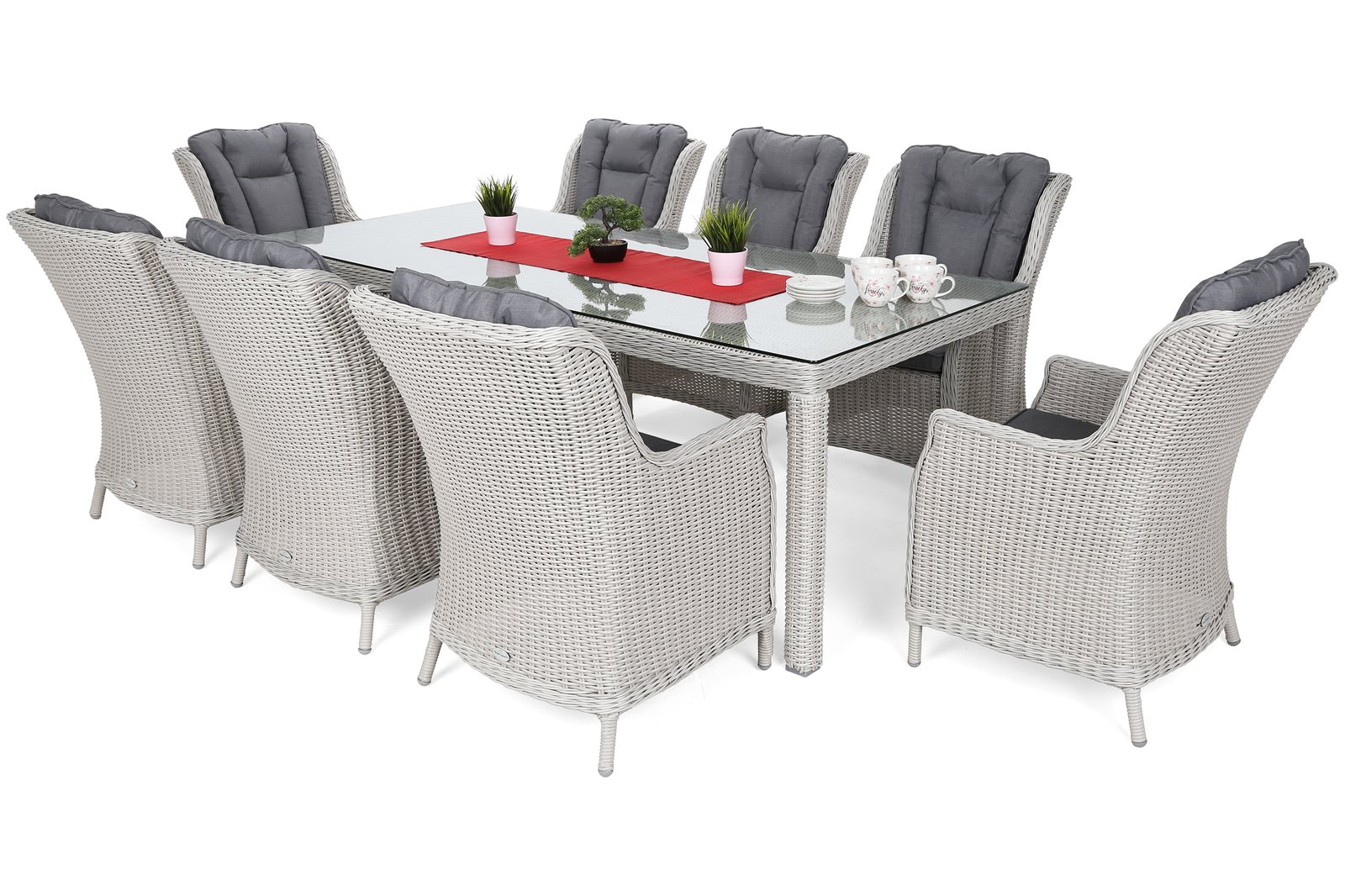 Vrtni namještaj od tehnoratana Bristol 230 cm Bijela / Siva 8+1