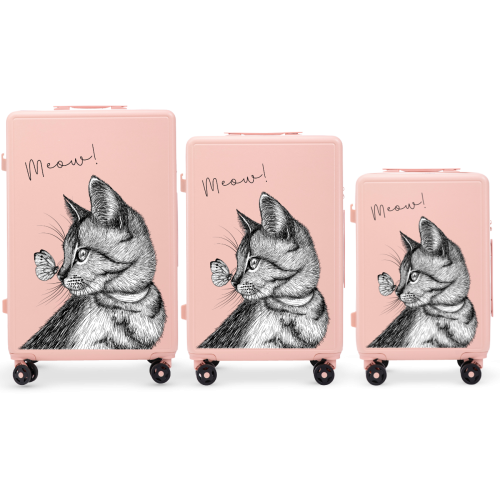 Wings komplet 3 kofera ABS+, mekano rozi „Mijau”