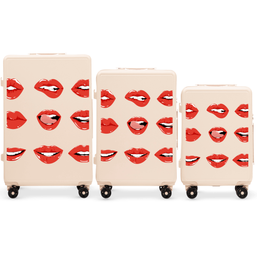 Wings komplet 3 kofera ABS+, prljavo bijela „Usne” (custom dizajn)