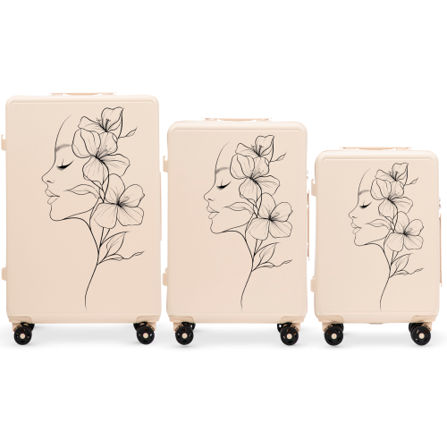 Wings komplet 3 kofera ABS+, prljavo bijeli „Cvijet”