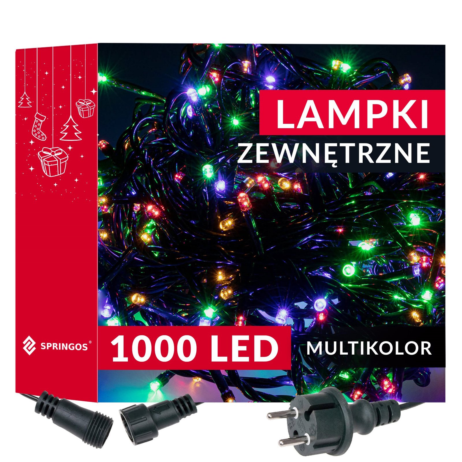 Springos božićne lampice, 1000 LED, 61,5 m , višebojna