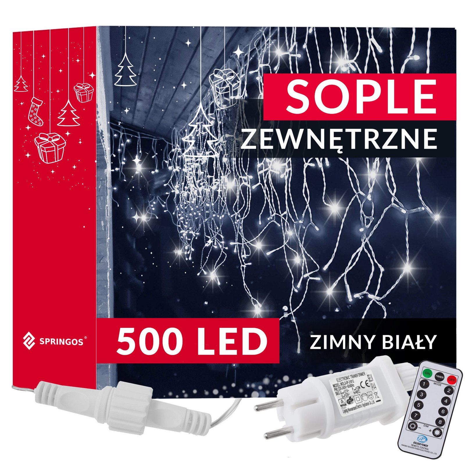 Božićna LED zavjesa s daljinskim upravljačem 500 LED – hladno bijela