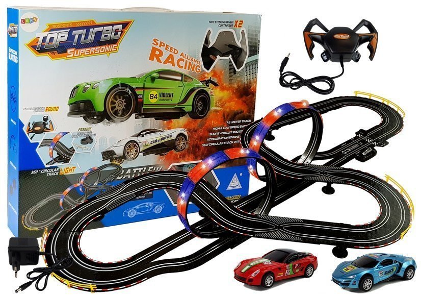 Trkaća staza 1:43 2 automobila Top Turbo svjetla dužine 7,6 m