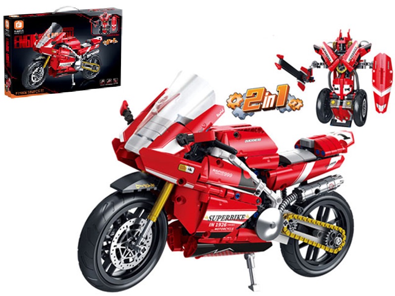 2u1 kockice za sastavljanje motora/robota 594kom. crveni