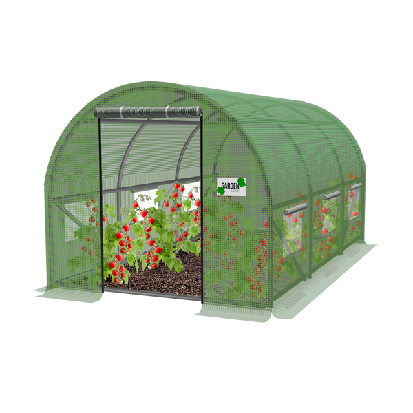 Folijski vrtni plastenik 3,5 × 2 × 2 m – 3 segmenta, zeleni