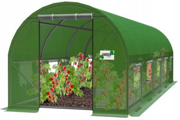 Vrtni polietilenski tunel, 5-segmentni, zelene boje, dimenzija 8 × 3 × 2 m