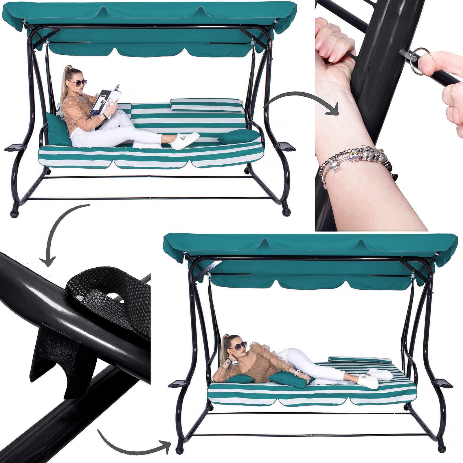 Vrtna ljuljačka tirkizno bijela