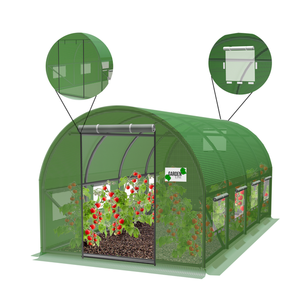 Vrtni folijski plastenik , 4-segmentni, zelene boje, 4 × 2,5 × 2 m