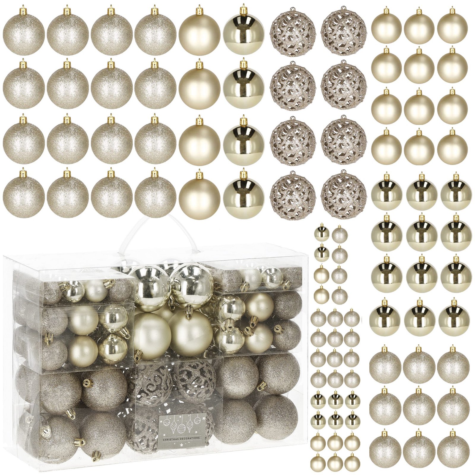 Božićne kuglice 3 / 4 / 6 cm – set 100 komada zlatna boja