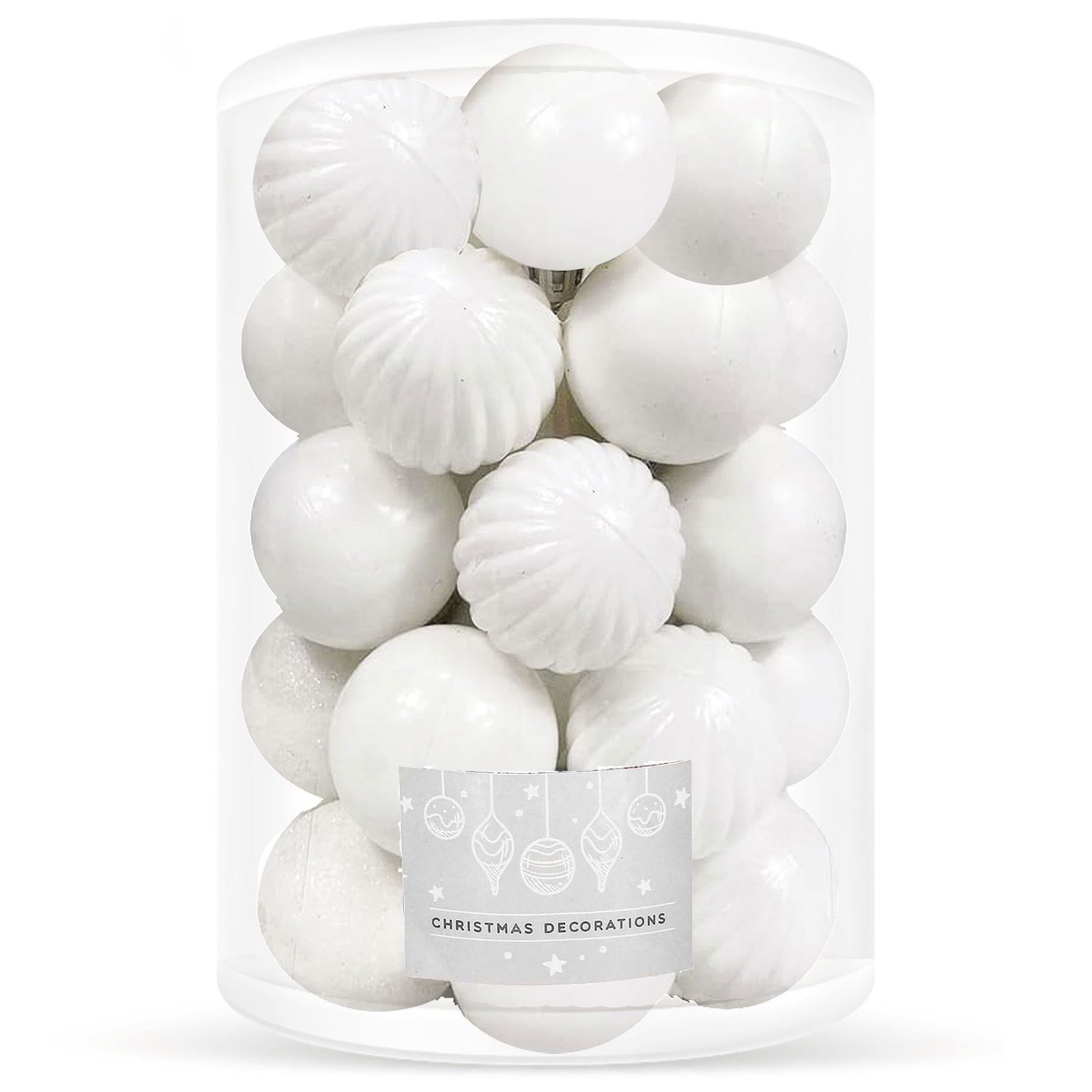 Božićne kuglice 6 cm – set 20 komada bijela