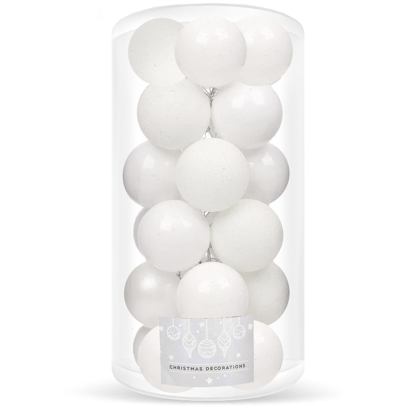 Božićne kuglice 4 cm – set od 20 komada bijele