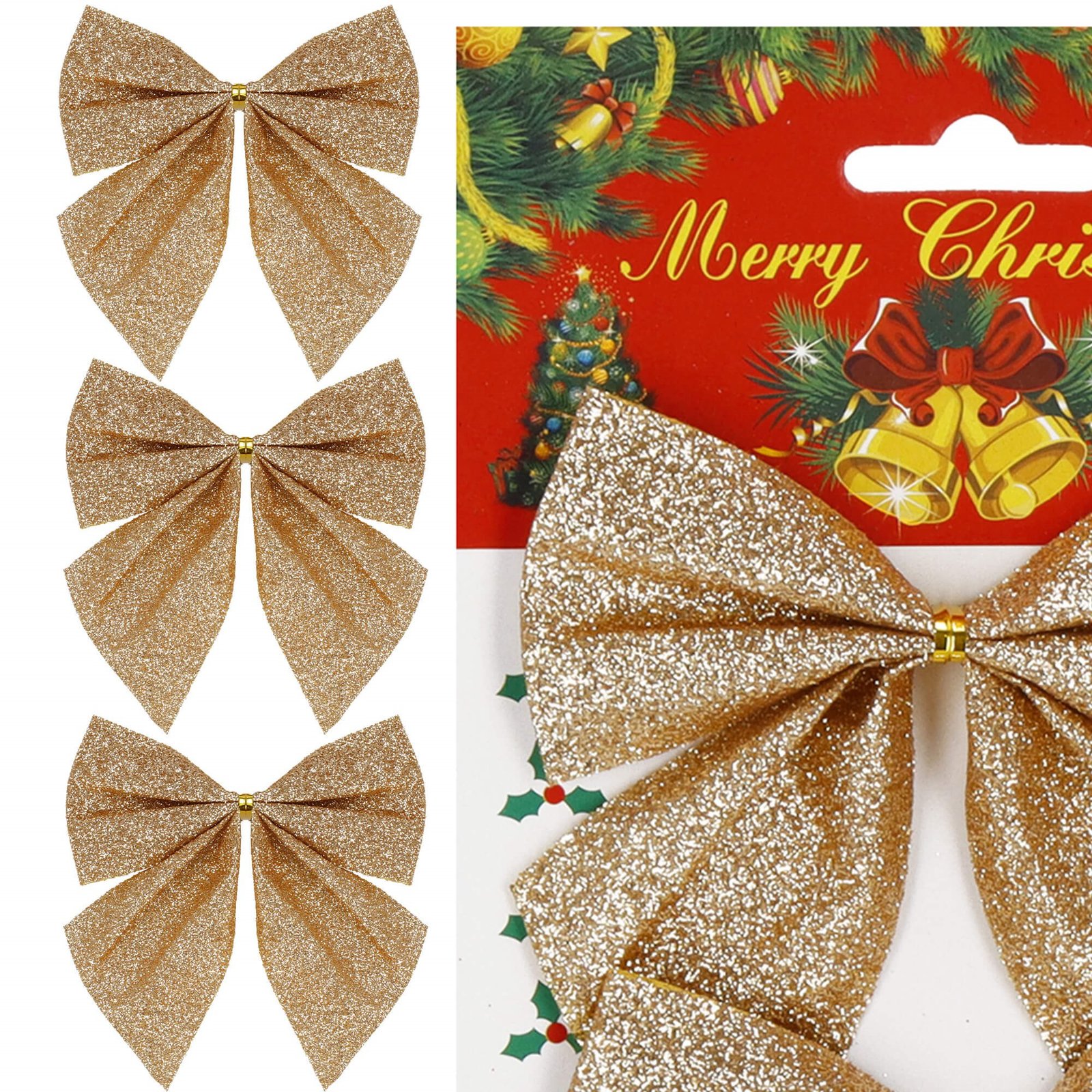 Božićne mašne 11 × 11 cm – set 3 komada, zlatne