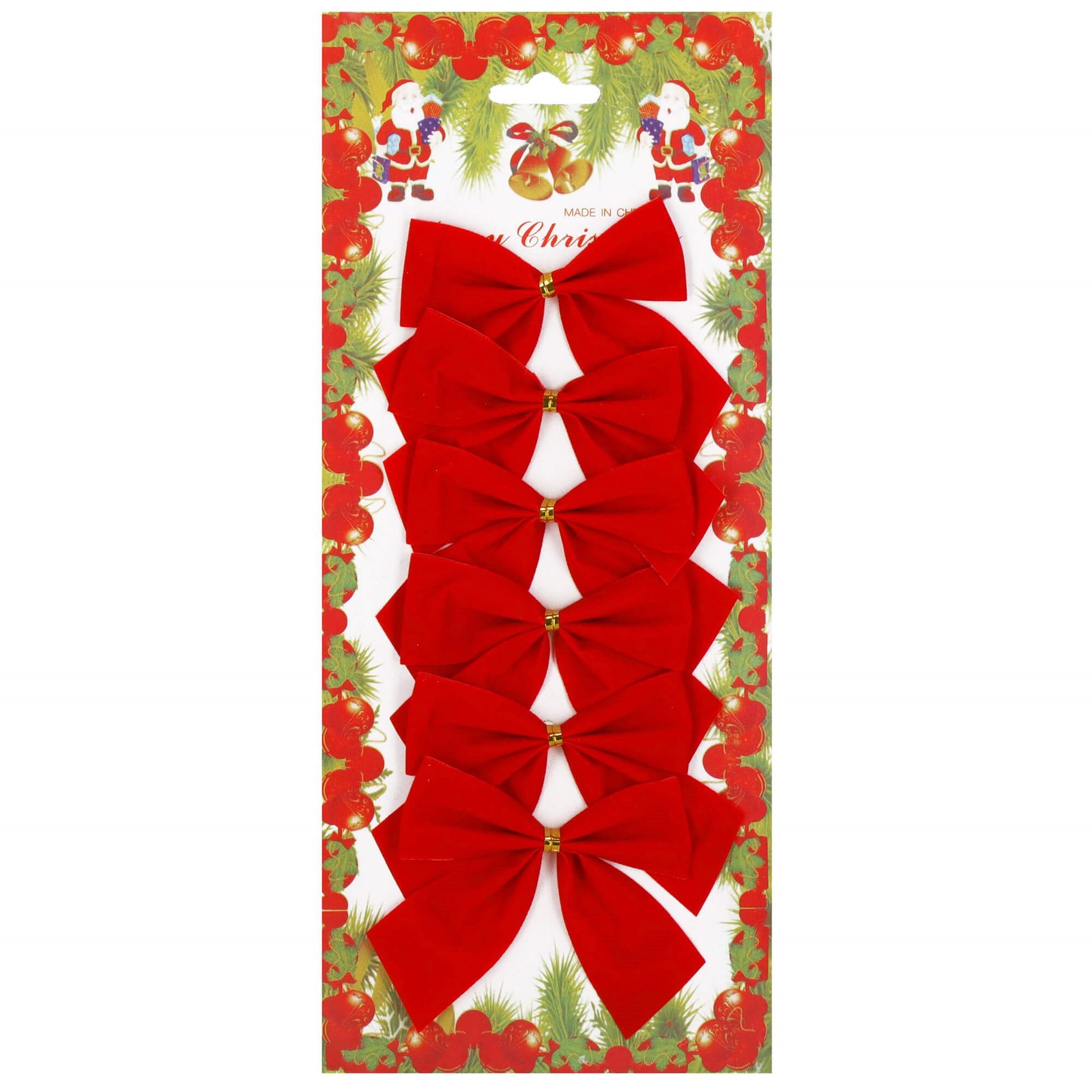 Božićne mašne 9,5 × 7,5 cm – set 6 komada crvene