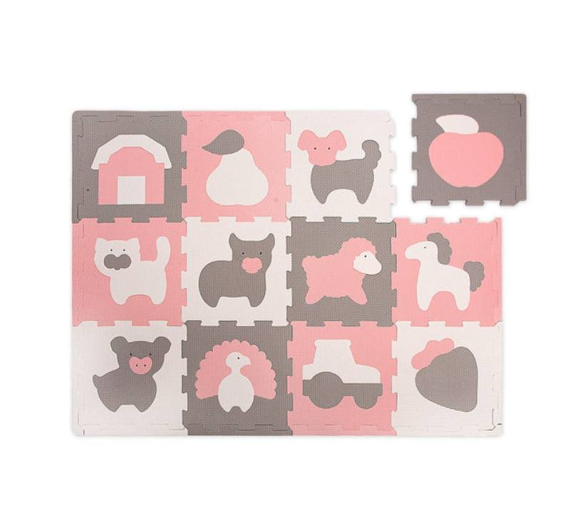 Hakuna podloga puzzle za djecu - roza farma 120 x 90 x 1,2 cm