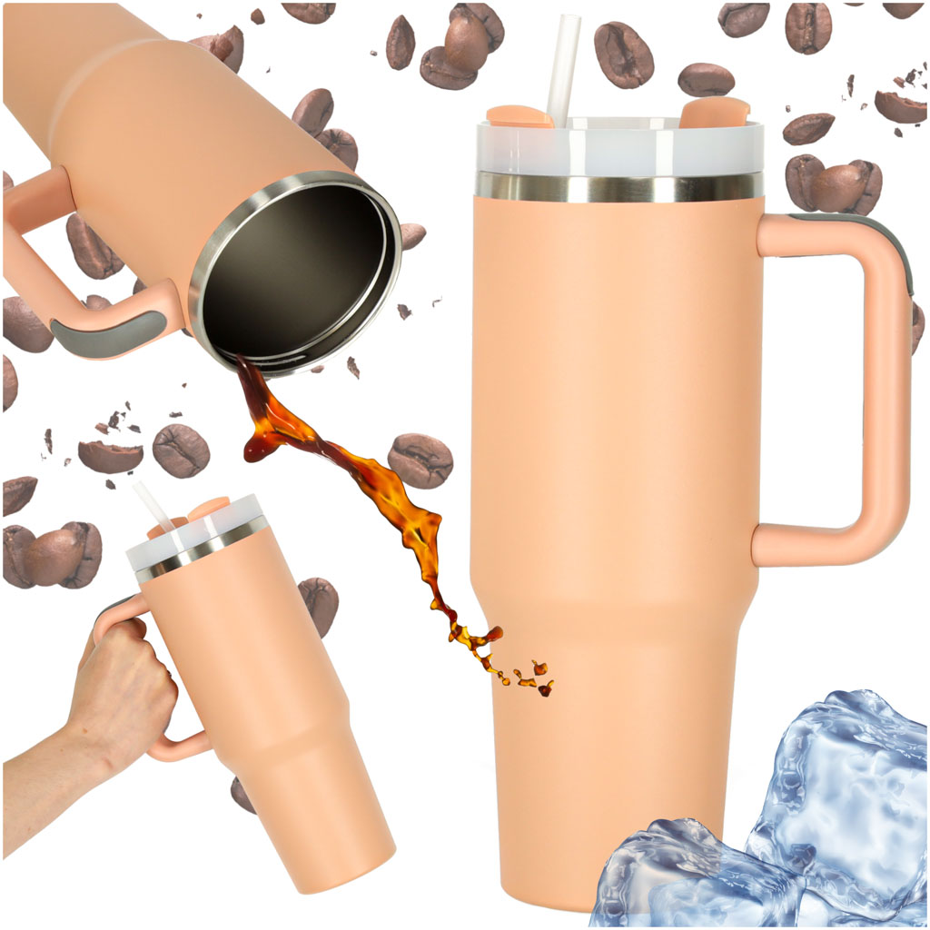 Termo šalica s ručkom, termosica 1200 ml, ružičasta