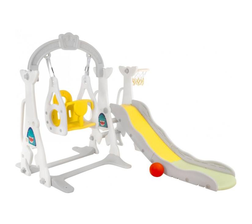 MamaKids ljuljačka s toboganom za djecu, sivo plava 170 cm