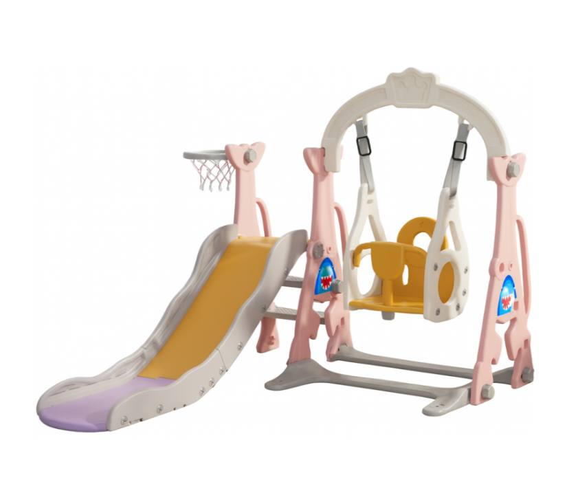 MamaKids ljuljačka s toboganom za djecu, sivo roza 170 cm