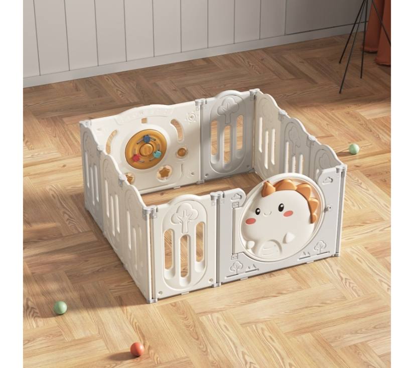 MamaKids modularni vrtić za djecu " Dinosaur " – suhi bazen, bež boja 120 x 120 cm