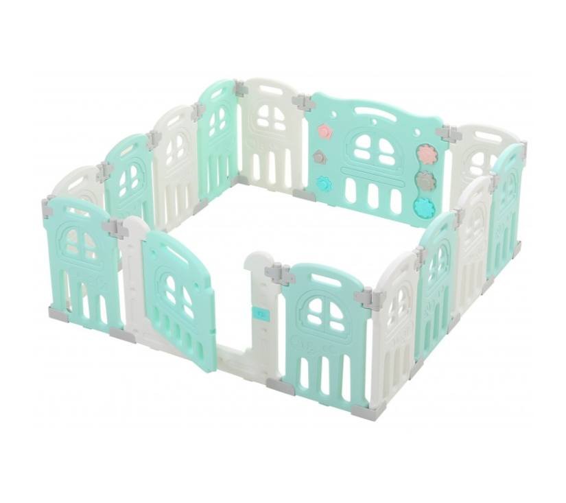 MamaKids modularni vrtić za djecu – suhi bazen, zeleno bijela boja 150 x 150 cm 