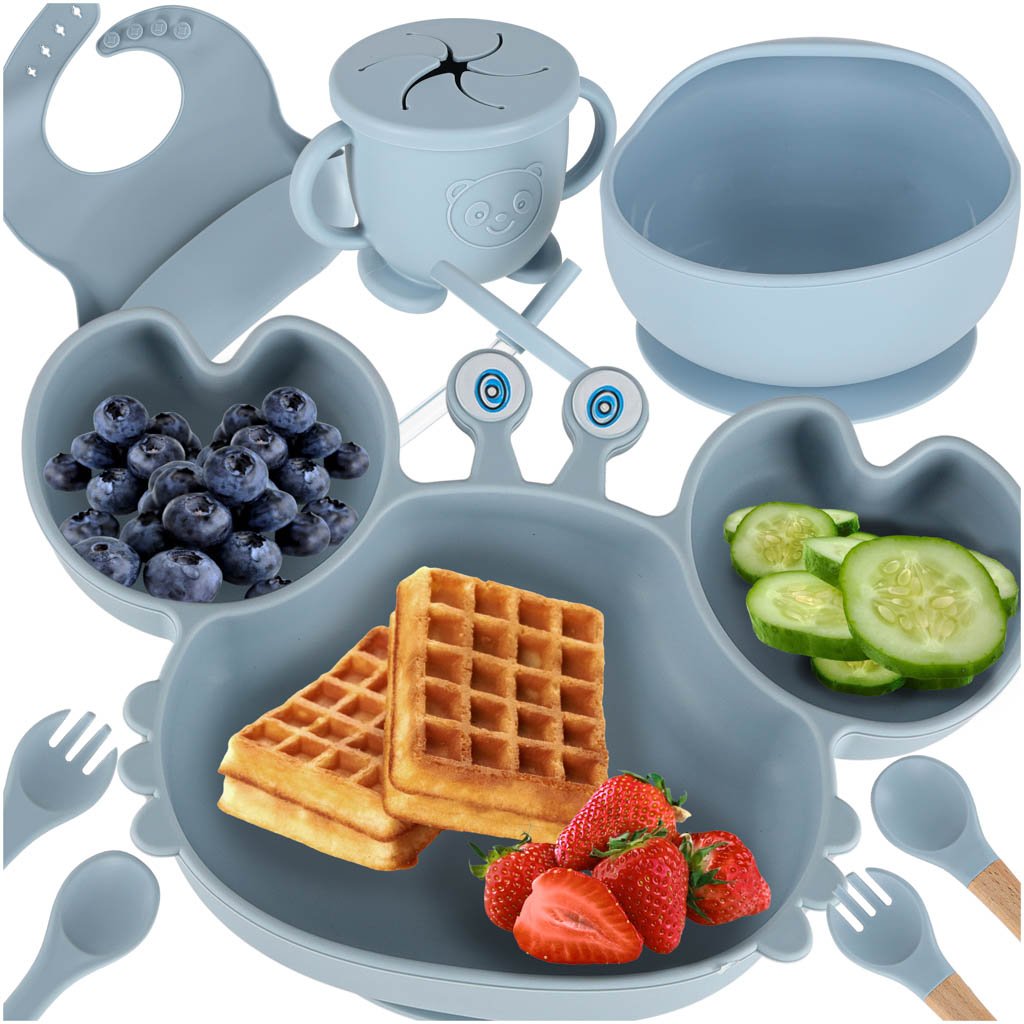 Silikonski pribor u obliku raka, 9 el. plavi