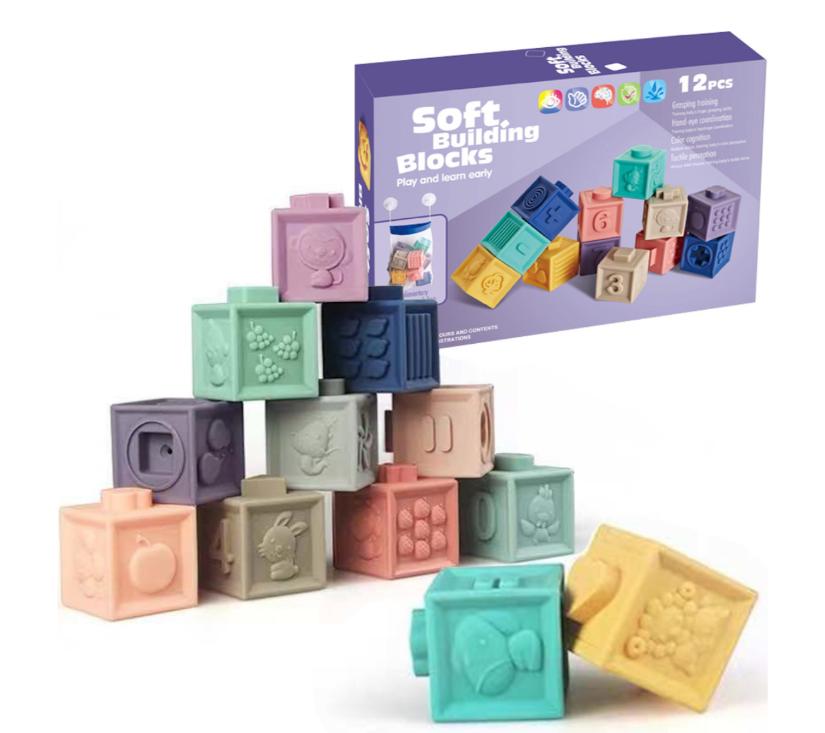 Senzoričke kocke oblici, životinje i brojevi 12kom