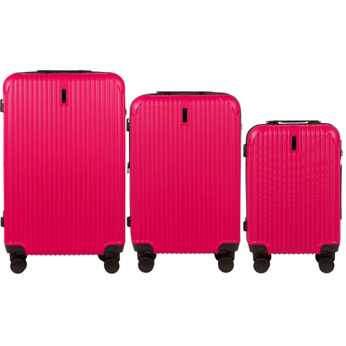 Wings set od tri kofera od ABS materijala veličine V M S rozo crveni