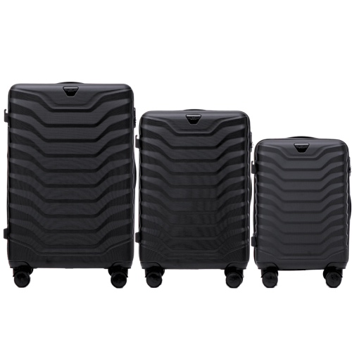 Wings set od tri kofera od ABS materijala veličine V M S crni