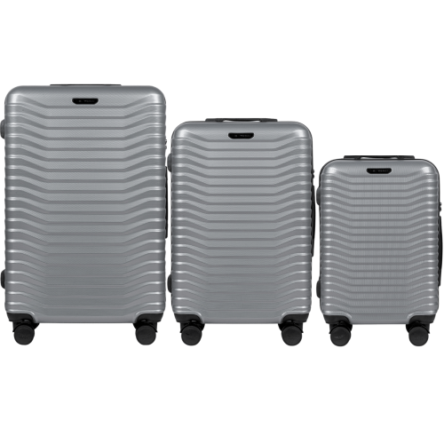 Wings set od tri kofera Morski orao od polikarbonata veličine L M S srebrni