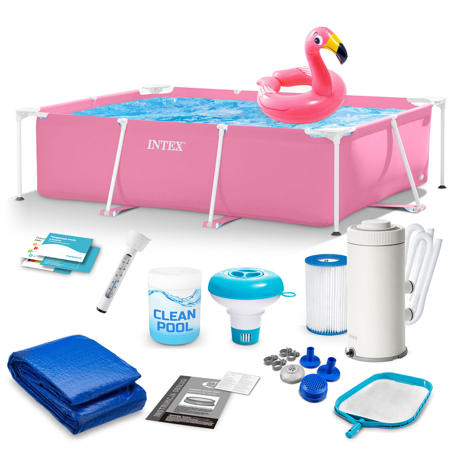 Vrtni bazen s okvirom 220 x 150 x 60 cm  15 u 1 set