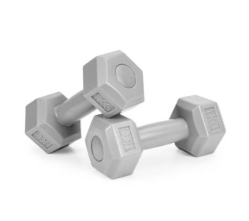ModernHome bučice za vježbanje 2x1kg šesterokutne sive