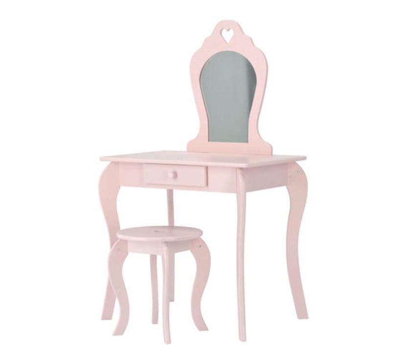 Dječji toaletni stolić s ogledalom roza srce 71x50x108cm