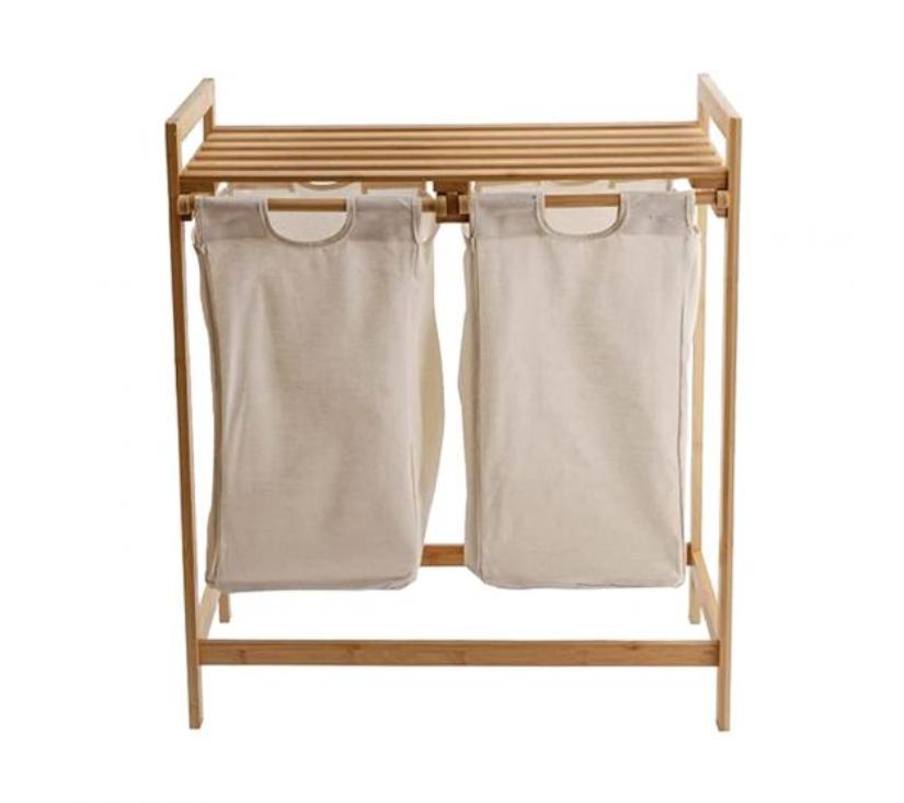 Polica od bambusa s dvije košare 64x33x73