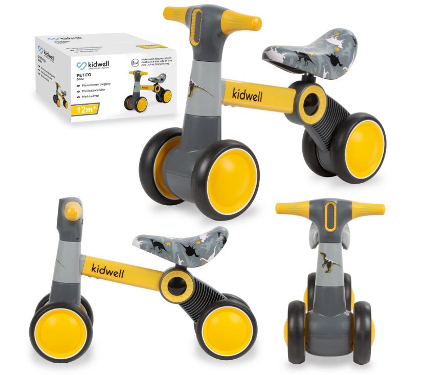 Dječji bicikl bez pedala Petito Dino žuti