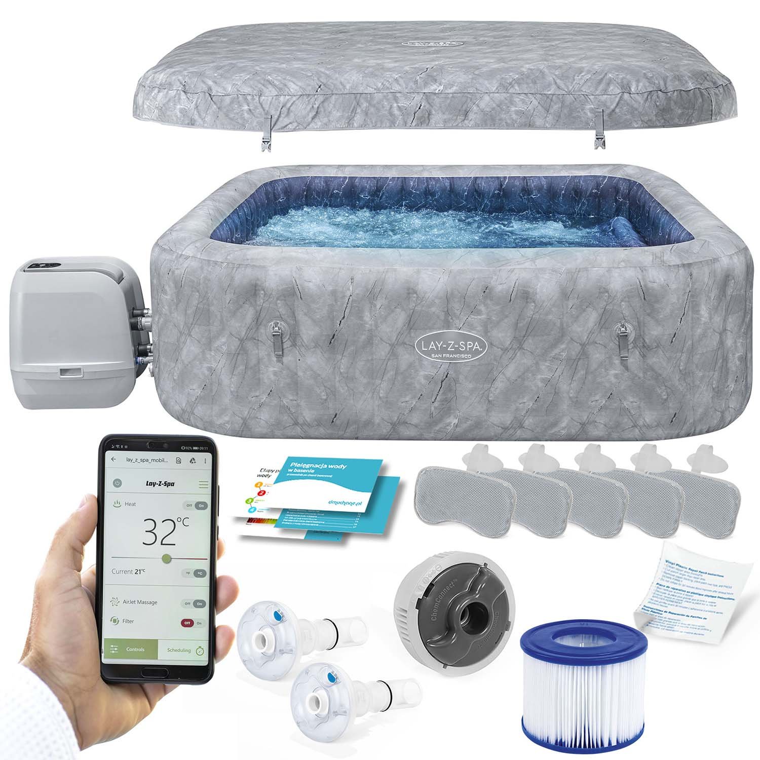 Bestway Lay-Z-Spa San Francisco Pro – spa na napuhavanje za 7 osoba (model 6001Q)
