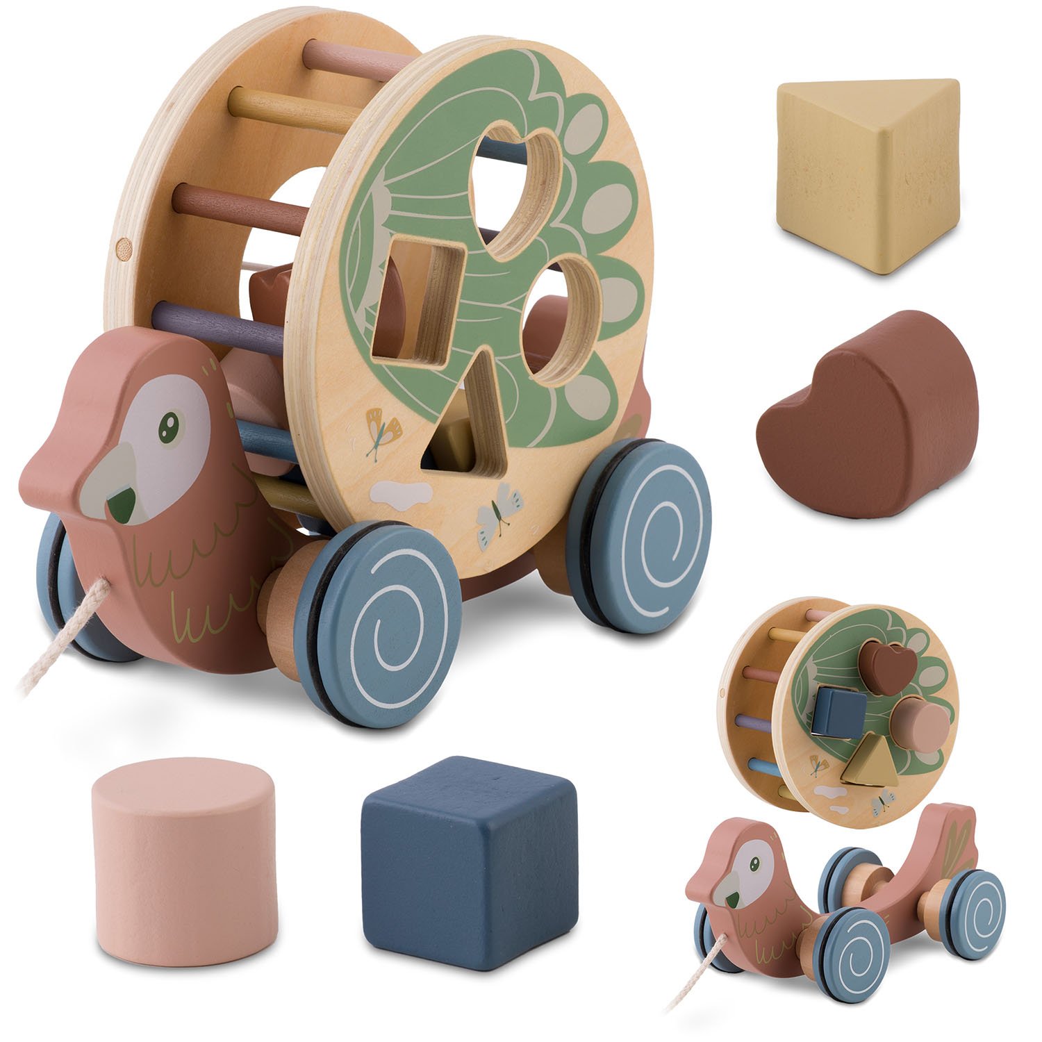 Drvena igračka za vuču papiga NK-854 Nukido