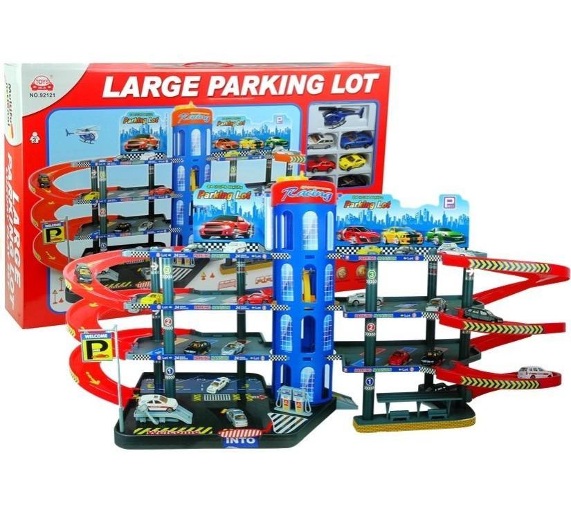 Veliko parkiralište 6 automobila i helikopter