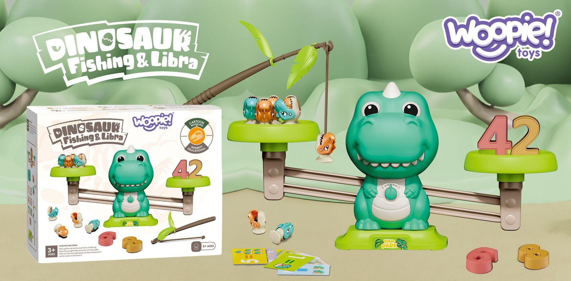 Woopie balansirajuća vaga: Igra pecanja dinosaurusa i ribica, učenje brojeva
