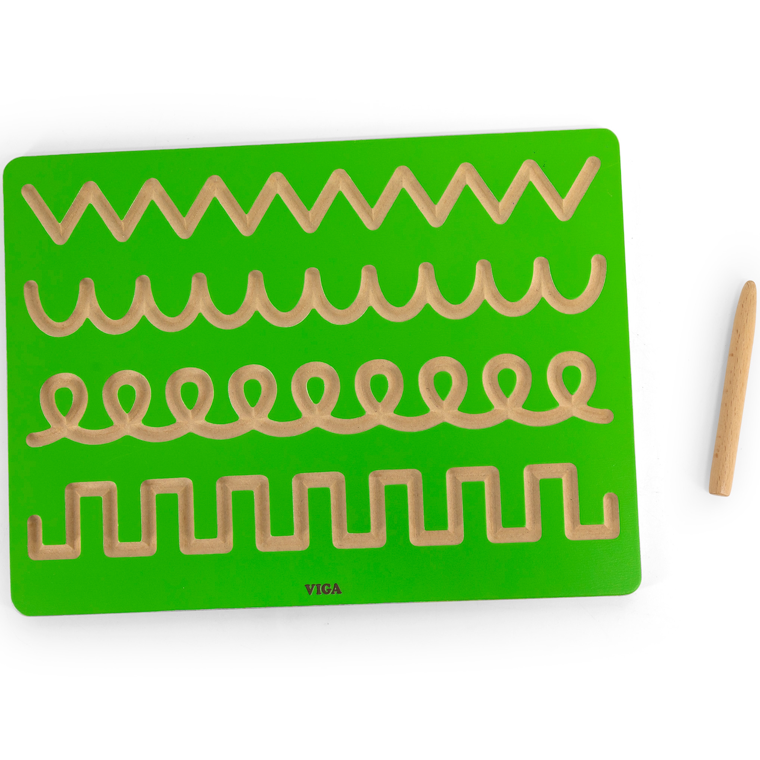 Viga ploča za grafomotoriku - učenje crtanja uzoraka - zelena