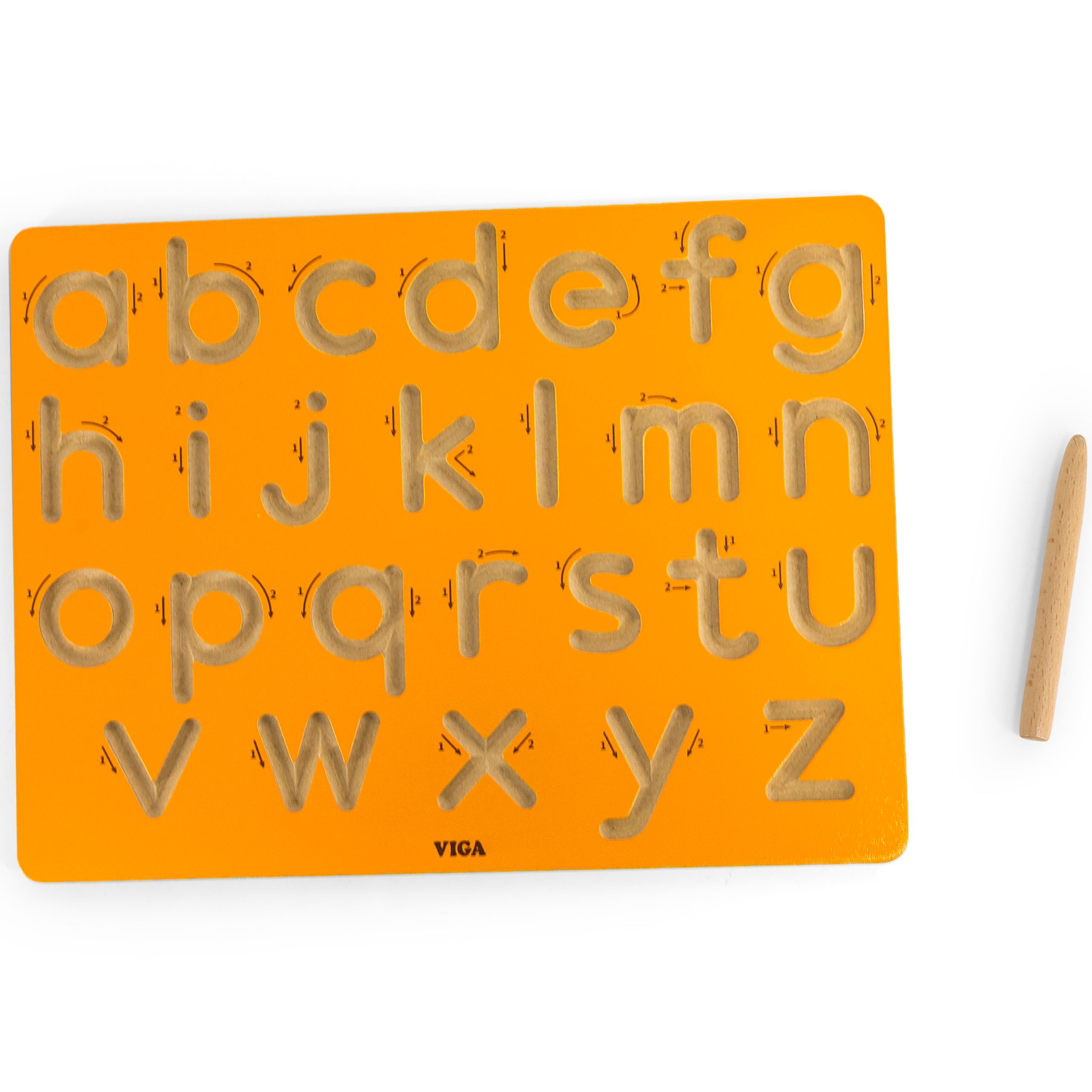 Viga ploča za grafomotoriku - učenje pisanja malih slova - narančasta