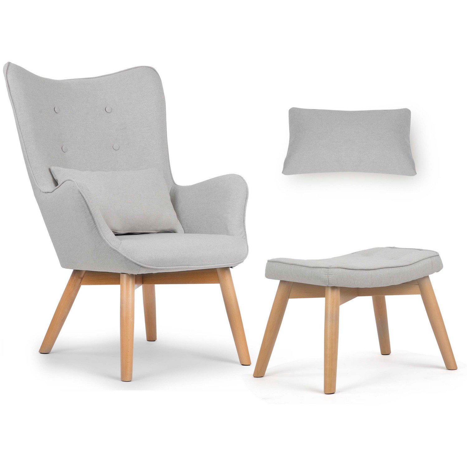 Sofotel Norse stolica s naslonom i osloncem za noge, svijetlo siva