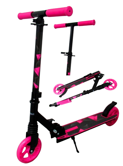 Dječji veliki romobil H10 roza I crni sklopivi kotači 145 mm