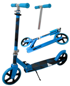 Dječji veliki romobil H4AA plavi sklopivi kotači 200 mm