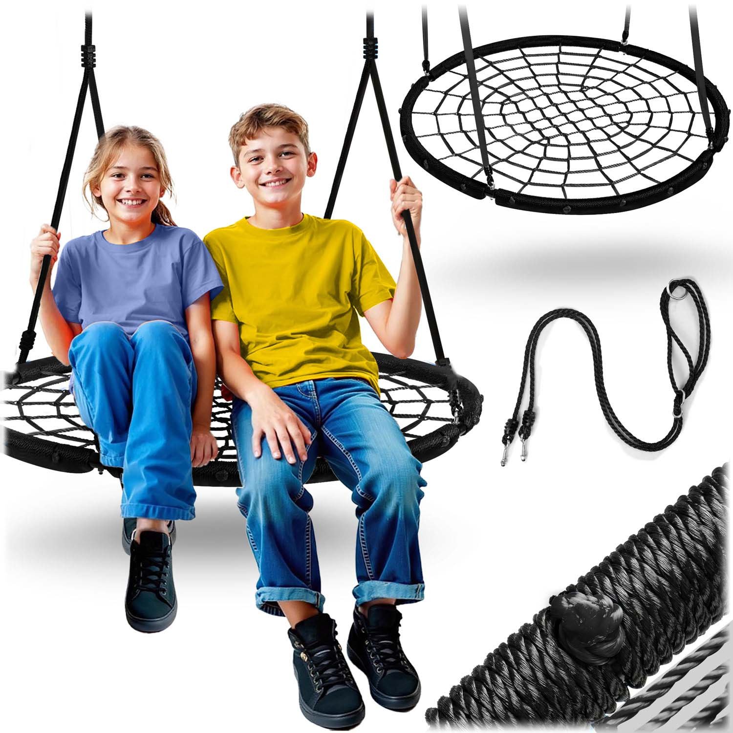 Neo-sport pletena ljuljačka rodino gnijezdo, 100 cm, crna