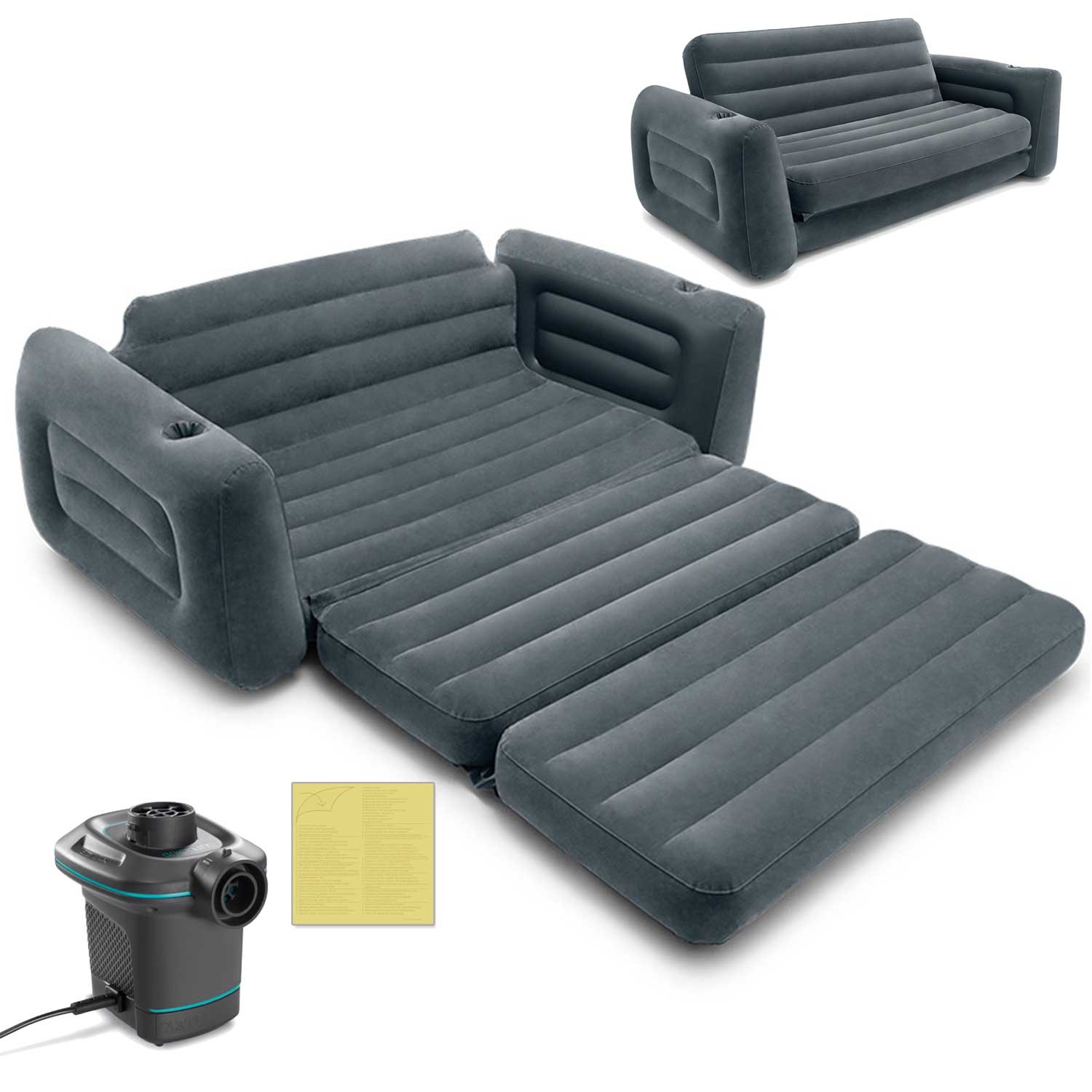 Sofa 2u1 baršunasti madrac + intex pumpa